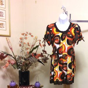 NWT Women’s Chic Beautiful Printed Short Sleeve Scoop Neck Long Blouse Top 6 8